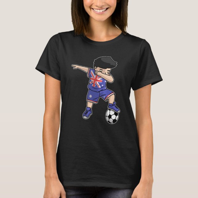 Dabbing Soccer Boy Australian Australian Boys Foo T Shirt (Framsida)