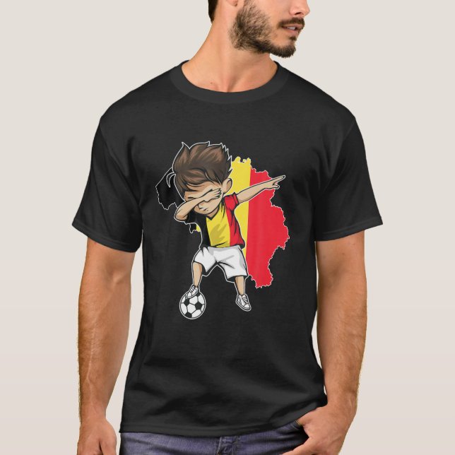 Dabbing Soccer Boy Belgium Jersey - Belgium Map Fl T Shirt (Framsida)