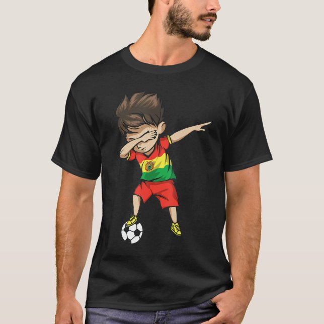 Dabbing Soccer Boy Bolivia Jersey Shirt - Bolivian T Shirt (Framsida)