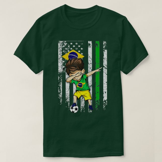 Dabbing Soccer Boy BrazJersey - Brasiliansk foot T Shirt (Design framsida)