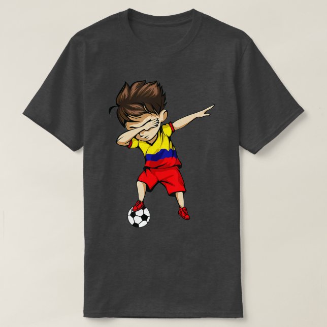 Dabbing Soccer Boy Colombia Jersey Colombia Foot T Shirt (Design framsida)