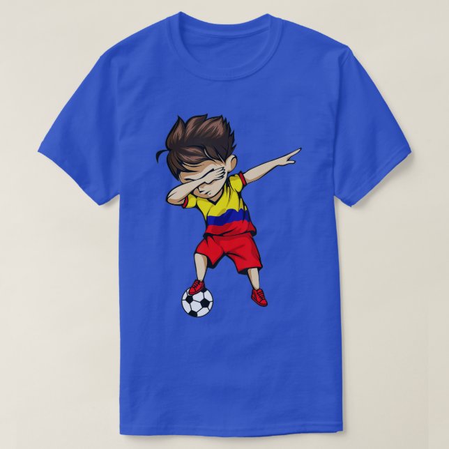 Dabbing Soccer Boy Colombia Jersey Colombian Footb T Shirt (Design framsida)