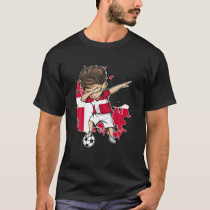 Dabbing Soccer Boy Danmark Jersey - Danmark Karta T Shirt