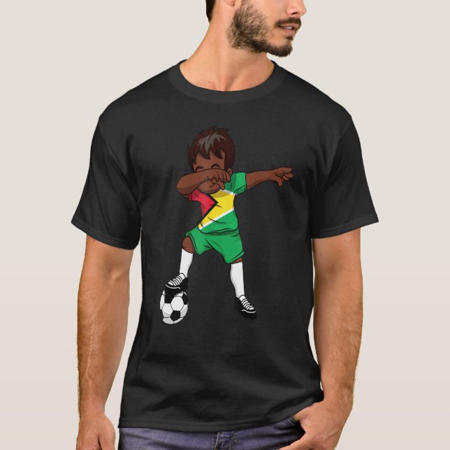 Dabbing Soccer Boy Guyana Guyanese Georgetown T Shirt (Framsida)