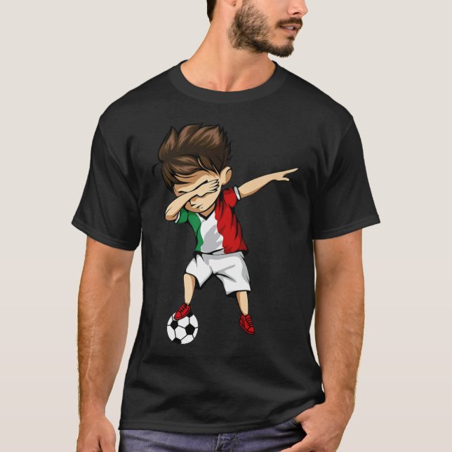 Dabbing Soccer Boy Italien Jersey Italiana T Shirt (Framsida)