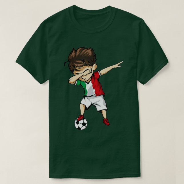 Dabbing Soccer Boy Italien Jersey - Italienska fot T Shirt (Design framsida)