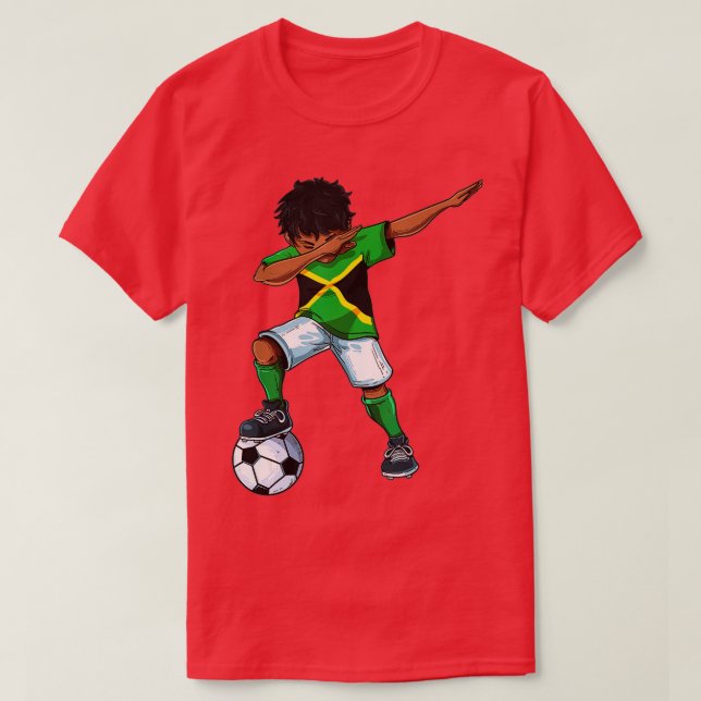 Dabbing Soccer Boy Jamaica - Jamaican Football Gif T Shirt (Design framsida)