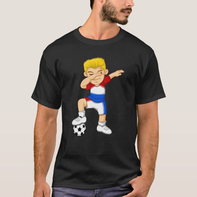 Dabbing Soccer Boy Netherlands Jersey Best Dutch F T Shirt (Framsida)