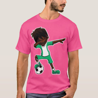 Dabbing Soccer Boy Nigeria Nigerian Flagga Jersey T Shirt