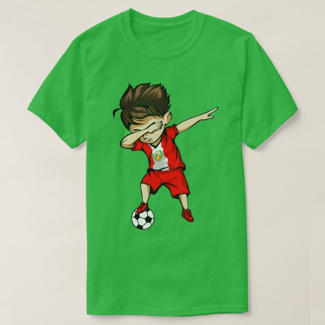 Dabbing Soccer Boy Peru Jersey - Peruvian Footbal T Shirt (Design framsida)