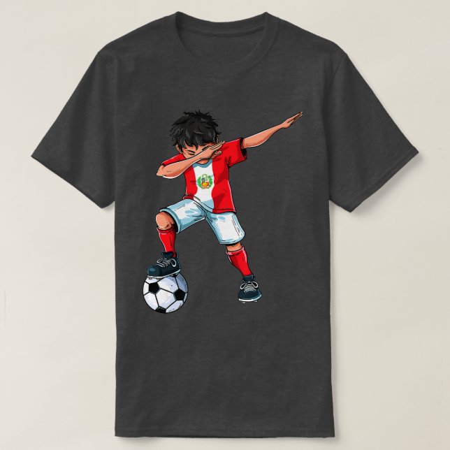 Dabbing Soccer Boy Peru - Peruvian Football Gift f T Shirt (Design framsida)