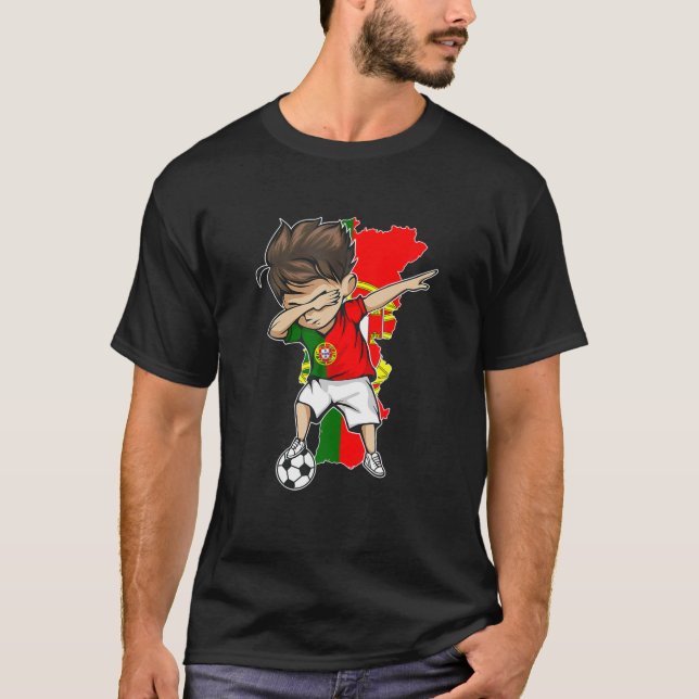 Dabbing Soccer Boy Portugal Jersey - Portugal Kart T Shirt (Framsida)