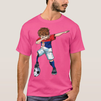 Dabbing Soccer Boy Serbi- Serbiska fotbollsgåva T Shirt
