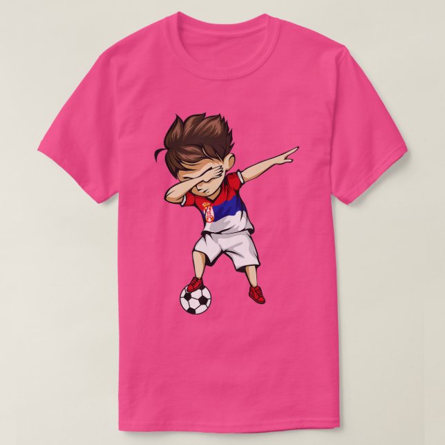Dabbing Soccer Boy Serbia Jersey Serbian Football T Shirt (Design framsida)