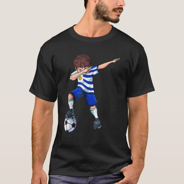 Dabbing Soccer Boy Uruguay Uruguay-fotbollen för U T Shirt (Framsida)