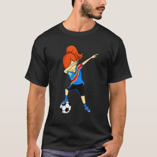 Dabbing Soccer Girl Congo Congoleses T Shirt
