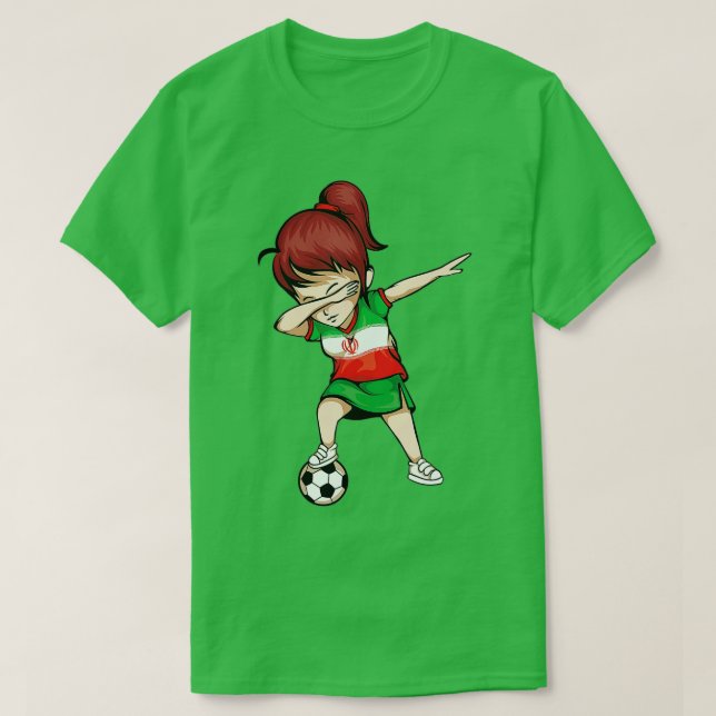 Dabbing Soccer Girl Iran Jersey - Irans fotbollssp T Shirt (Design framsida)