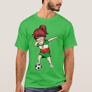 Dabbing Soccer Girl Iran Jersey - Irans fotbollssp T Shirt