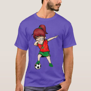 Dabbing Soccer Girl Marocko Jersey Moroccan Footba T Shirt