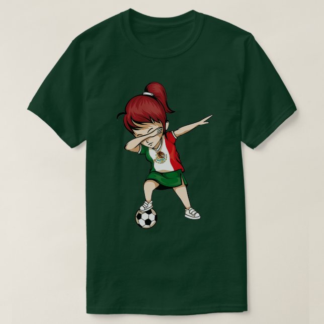 Dabbing Soccer Girl Mexico Jersey - Mexikanska fot T Shirt (Design framsida)