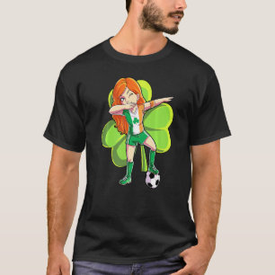 Dabbing Soccer Girl St patricks day Kids Women Ire T Shirt