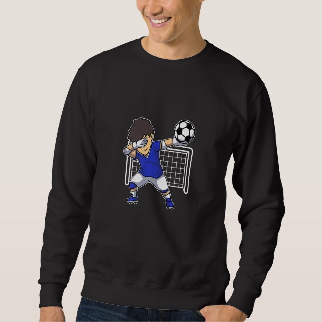 Dabbing Soccer Goalie Soccer Boy Lång Ärmad Tröja (Framsida)
