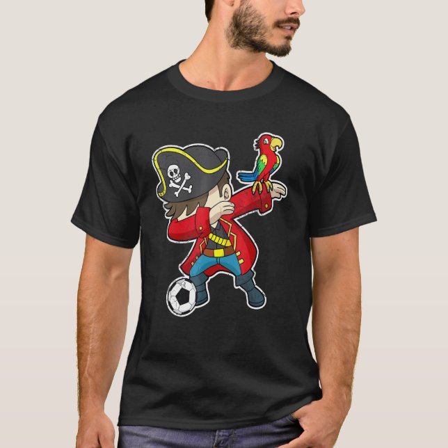 Dabbing Soccer Pirat Kids Boys Girls Ungdom T Shirt (Framsida)