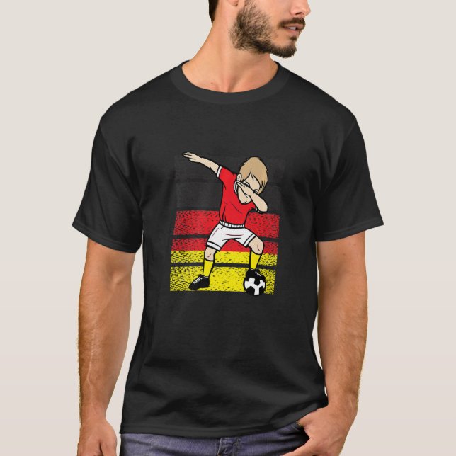 Dabbing Soccer Player Tyskland Flagga Football T Shirt (Framsida)