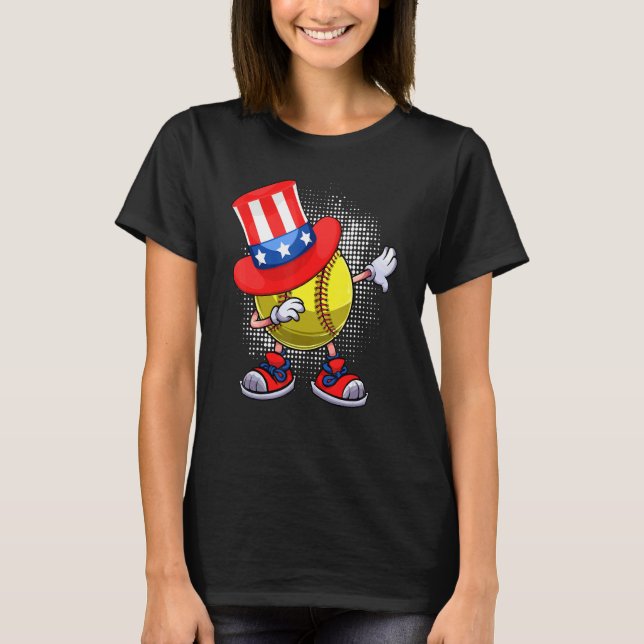 Dabbing Softball Boll & farbror Sam Hat American 4 T Shirt (Framsida)