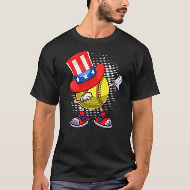 Dabbing Softball Boll & farbror Sam Hat American 4 T Shirt (Framsida)