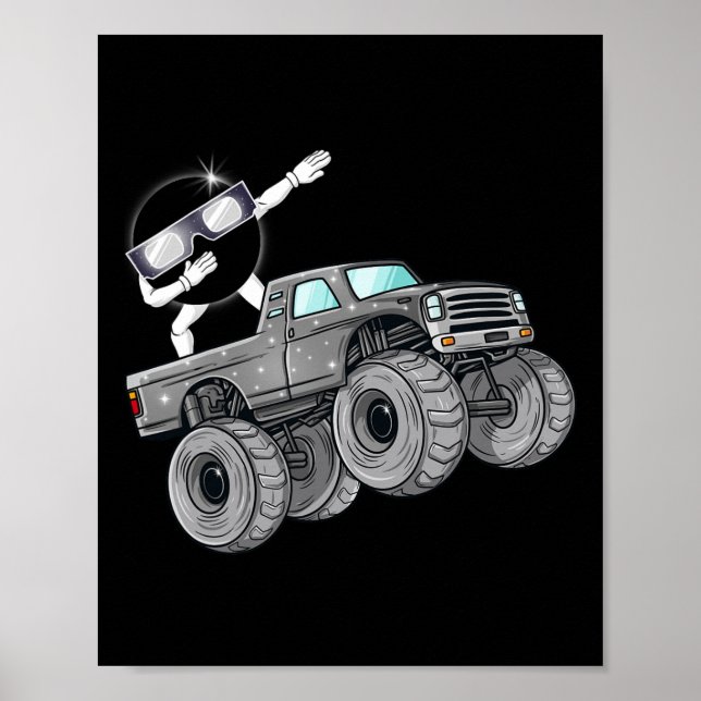 Dabbing Solar Eclipse Monster Lastbil Roligt Boys  Poster (Framsidan)