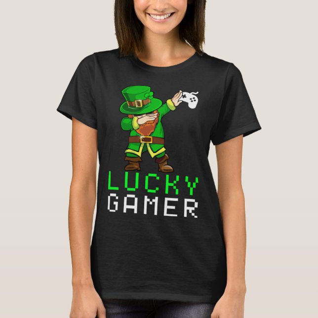 Dabbing St Paddy's Day Video Gaming Leprechaun Gre T Shirt (Framsida)