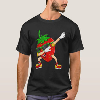 Dabbing Strawberry Wearing Glasses Summer Berry fo T Shirt