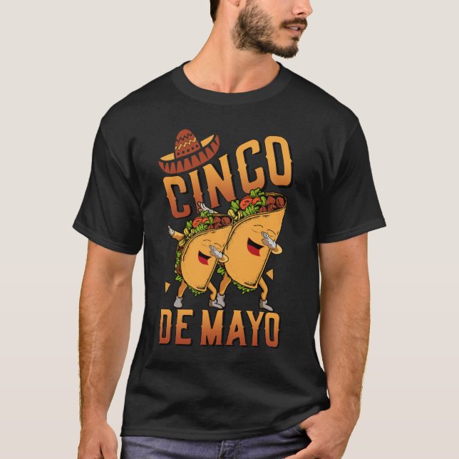 Dabbing Taco Cinco De Mayo Funny Boys Manar Mexica T Shirt (Framsida)