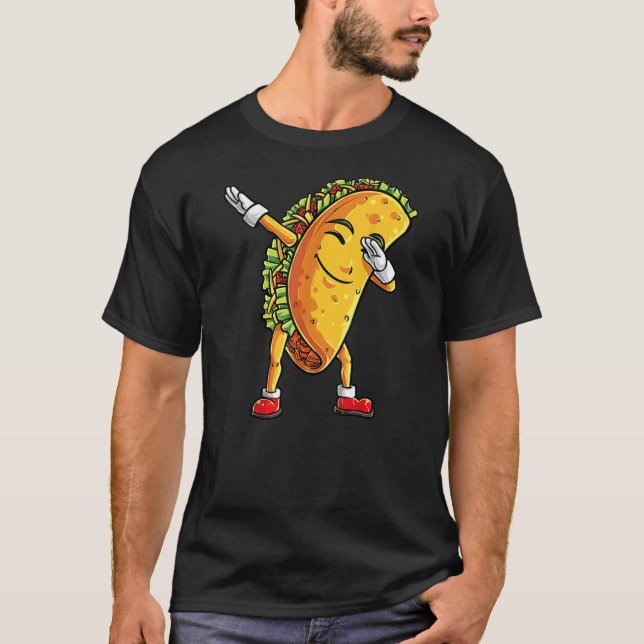 Dabbing Taco Cinco de Mayo Funny Boys Manar Mexica T Shirt (Framsida)