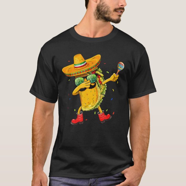 Dabbing Taco Cinco De Mayo Kids Boys Mexican Food T Shirt (Framsida)
