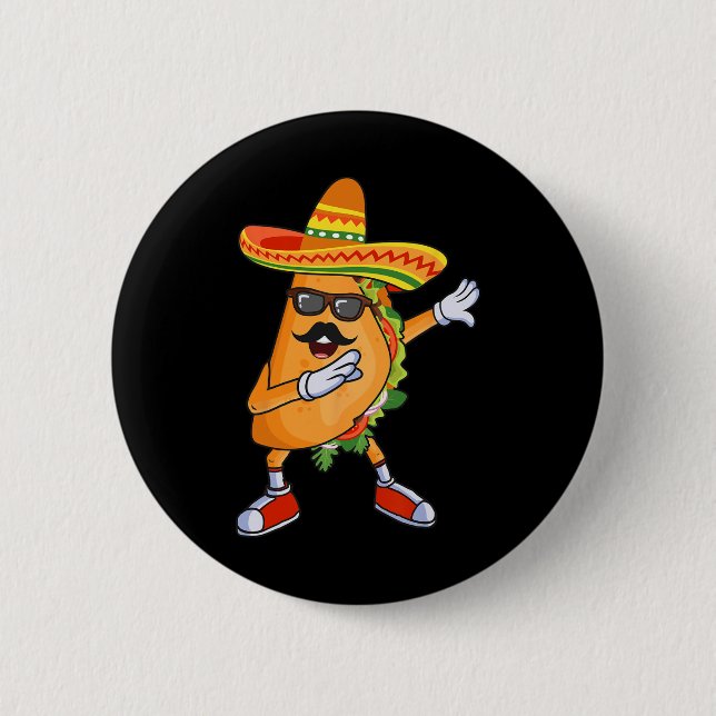 Dabbing Taco Funny Cinco De Mayo Mexican Party Knapp (Framsida)