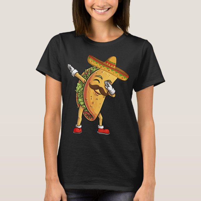 Dabbing Taco Sombrero Funny Mexican Food Fiesta T Shirt (Framsida)