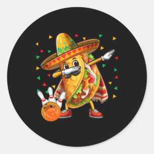 Dabbing Taco Spela Bowling Cinco De Mayo Player Runt Klistermärke