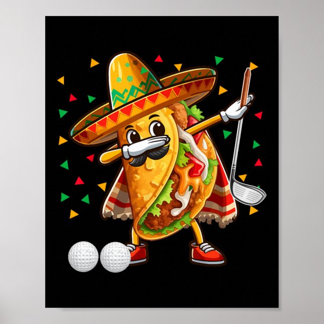 Dabbing Taco Spela Golf Cinco De Mayo Player Mex Poster (Framsidan)