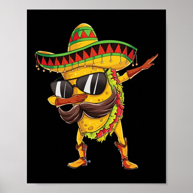 Dabbing Taco T Shirt Cinco De Mayo Kids Boys Manar Poster (Framsidan)