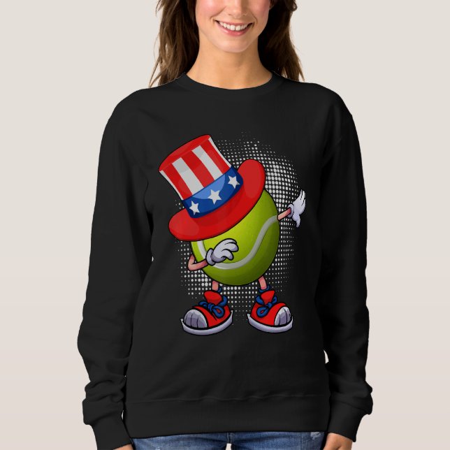 Dabbing Tennis Boll farbror Sam Hat American Flagg T Shirt (Framsida)