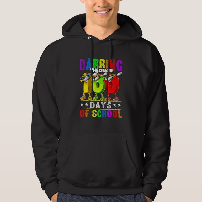 Dabbing Through 100 Days of School 100th Day Schoo Hoodie (Framsida)
