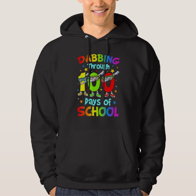 Dabbing Through 100 Days Of School 100th Day Schoo Hoodie (Framsida)