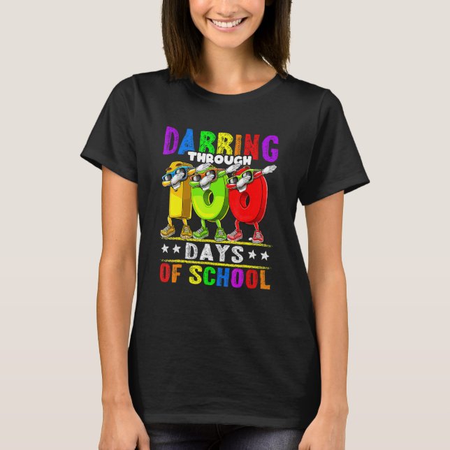 Dabbing Through 100 Days of School 100th Day Schoo T Shirt (Framsida)