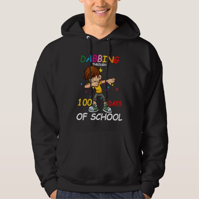 Dabbing Through 100 Days Of School Dab  Kids Boys Hoodie (Framsida)