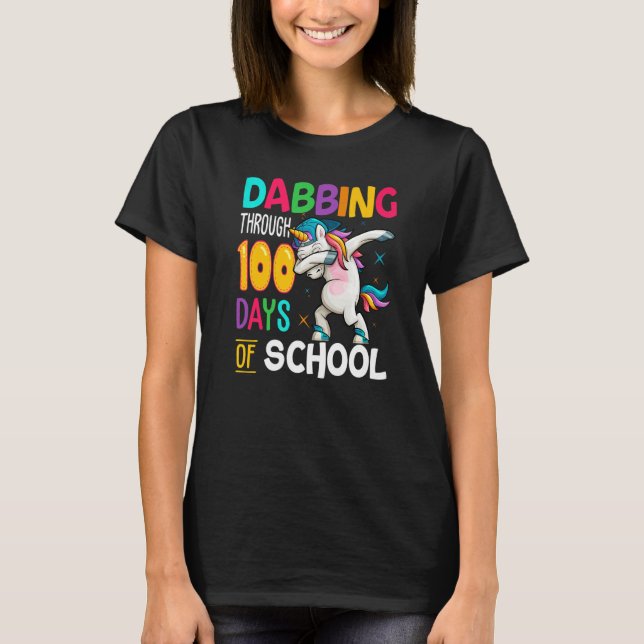 Dabbing Through 100 Days Of School Funny Shirt Pre T Shirt (Framsida)