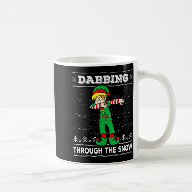 Dabbing Through The Snow Elf Dab Ugly Christmas Sw Kaffemugg (Höger)