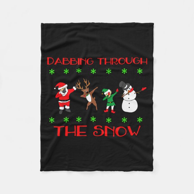 Dabbing Through The Snow Funny Christmas Design  Fleecefilt (Framsidan)