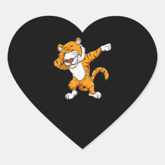 Dabbing Tiger Squad Football Mascot Funny Dab Hjärtformat Klistermärke